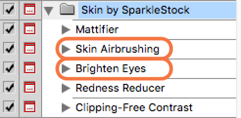 「Skin Airbrushing」「Brighten Eyes」を実行